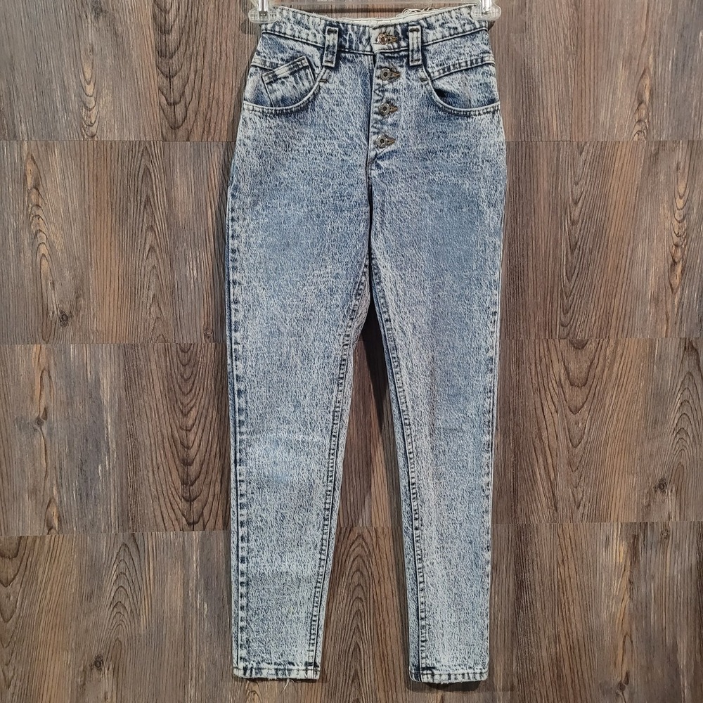 Vintage Lee Tapered Stone Wash Jeans Size 5 x 29 Button Fly Union Made in USA
